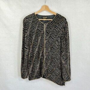 Landmark Vintage Beaded Evening Jacket 80s Formal Cocktail Sparkle Bold Chic XL